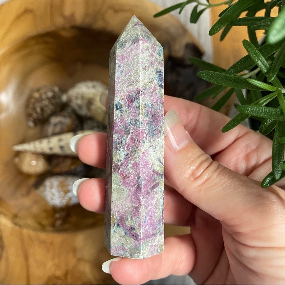 Ruby in fuschite with kyanite crystal tower